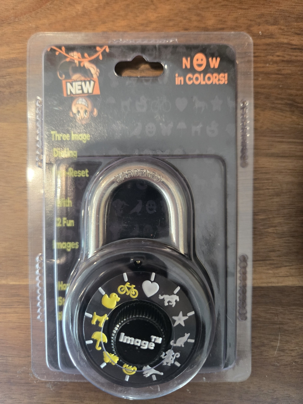 Image Combination Padlock- Black With Yellow And White Images